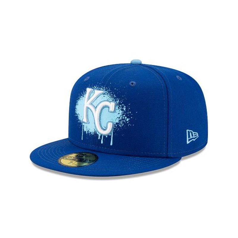 MLB Kansas City Royals Drip Front 59Fifty Fitted (KQT8437) - Blue New Era Caps